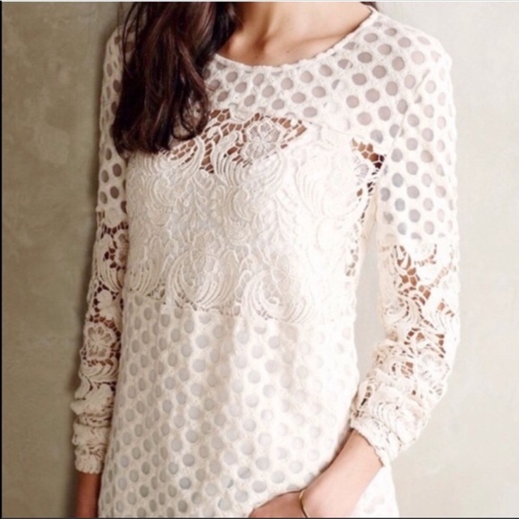 Anthropologie Tops - Anthro Sunday in Brooklyn Ivory Crochet Blouse